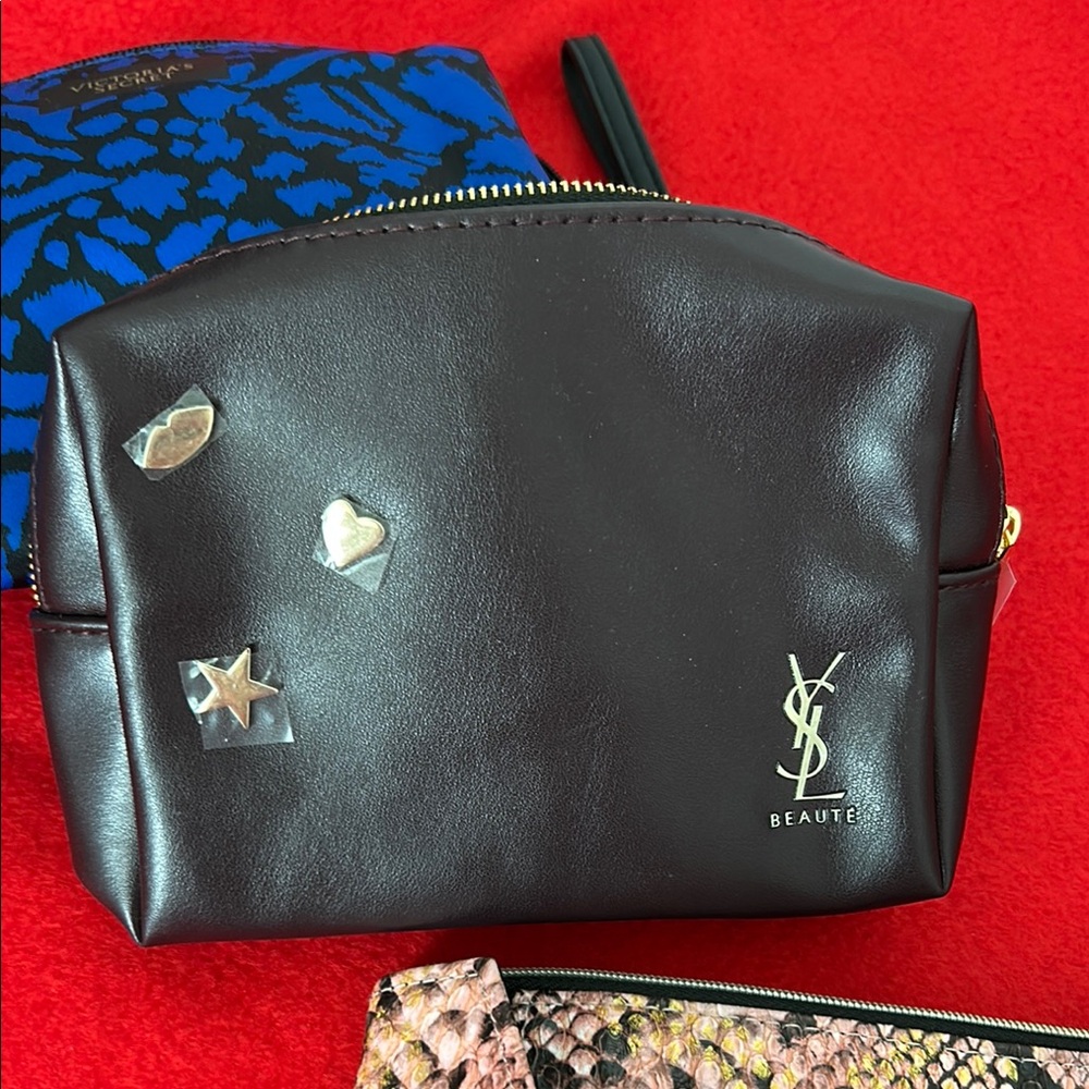 Victoria's Secret Blue and Brown YSL Cosmetic Bag with Snake Print - Picture 3 of 6